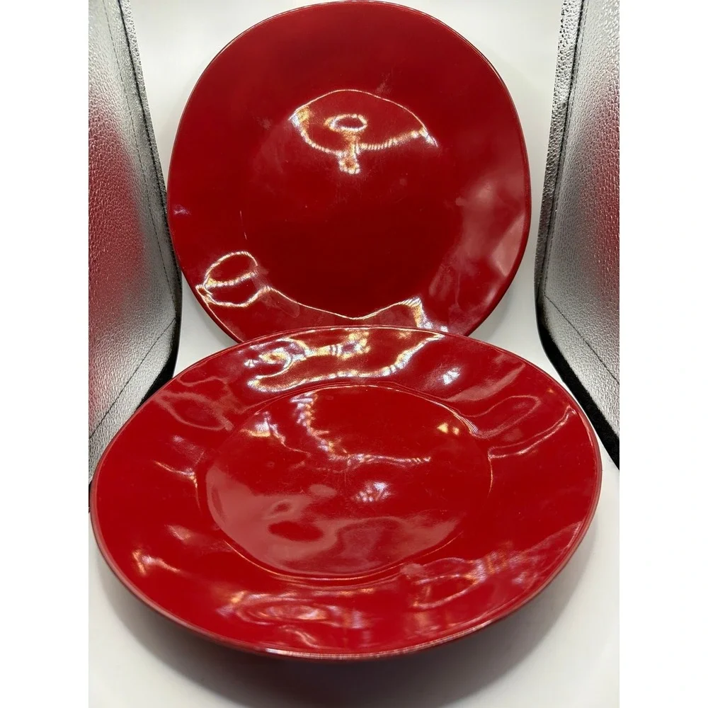 2 Crate and Barrel Marin Red Dinner Plates
